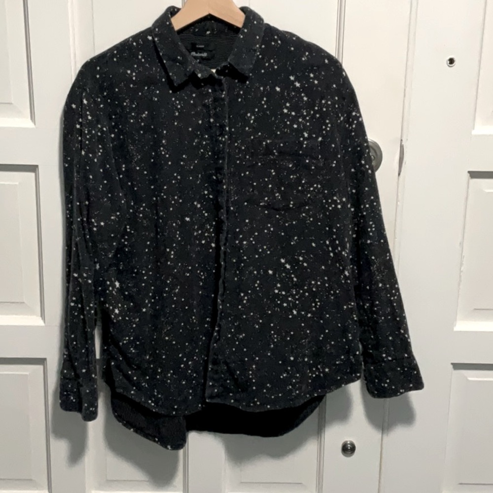 Madewell Oversized Boyfriend Black Shirt Stars Print size M